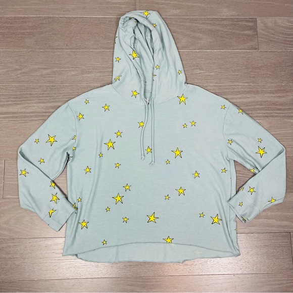 Chaser Star Print Hoodie Pullover Sweatshirt L Cozy Fleece Knit Lounge Revolve - Picture 7 of 14